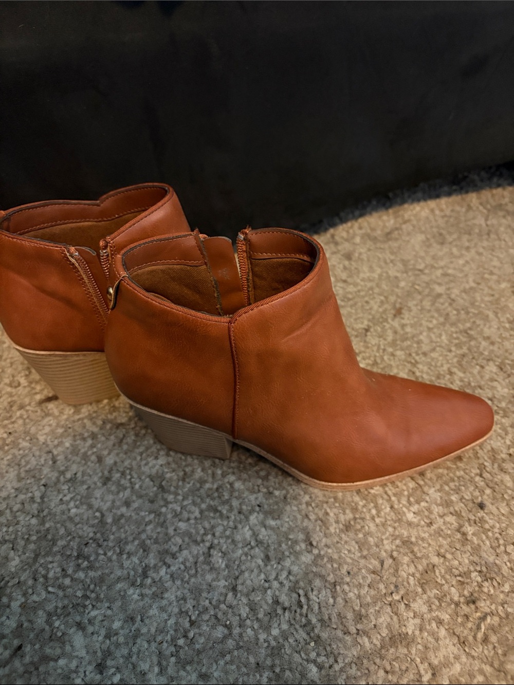 JustFab Cognac Tan Ankle Booties